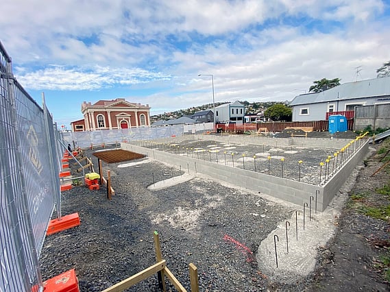 Construction of the South Station townhouses by property developer, MJW Homes. Dunedin. Otago. New Zealand.