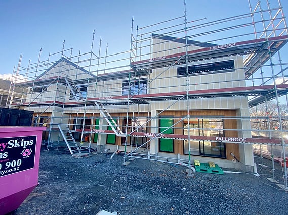 Construction of the South Station townhouses by property developer, MJW Homes. Dunedin. Otago. New Zealand.