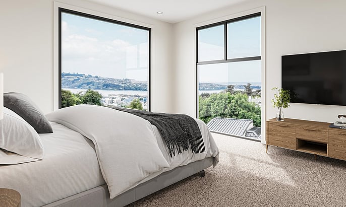 Bedroom image of Highgate Ridge  townhouse in Maori Hill by MJW Homes. Dunedin, Otago NZ
