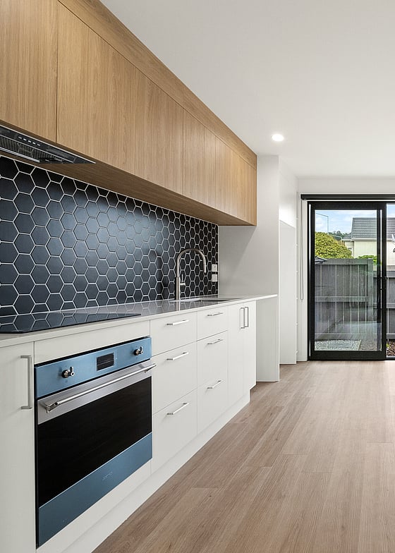 Image of 2D rendered floor plan of South Station townhouse development by MJW Homes. Dunedin, Otago. NZ