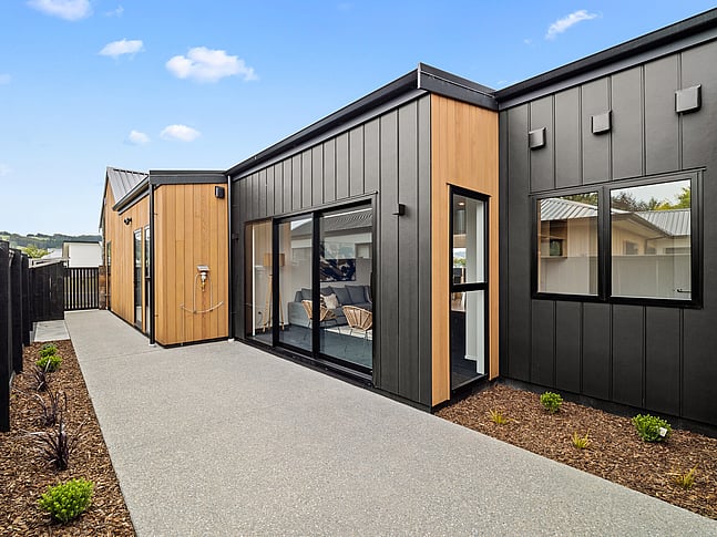 Exterior image of Dundee Road townhouse development. MJW Homes. Dunedin, Otago. NZ.