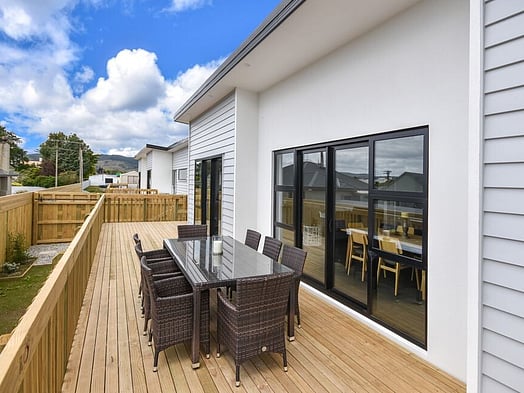 Deck image of Ajax Street townhouse development. MJW Homes. Dunedin, Otago. NZ.