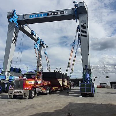 Rowes Truck hauling heavy load