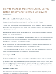 How to manage maternity leave