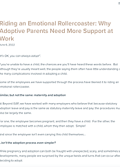 Riding an Emotional Rollercoaster: Why Adoptive Parents Need More Support at Work