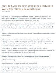 How to Support Your Employee&rsquo;s Return to Work After Stress-Related Leave