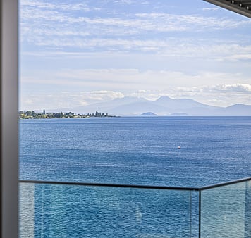 Accommodation with large upper terrace deck overlooking Lake Taupo