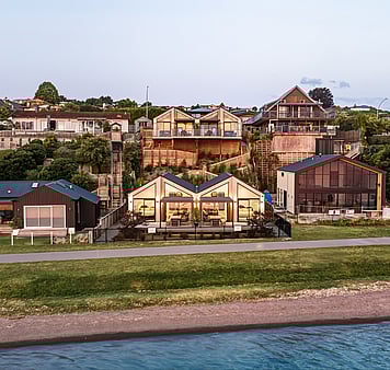 Lake taupo views from living area at Roam Taupo