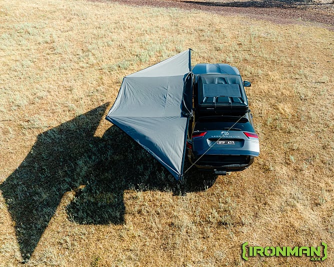 Ironman 4x4 Deltawing 180&deg; 2.1m Awning - Built for Comfort: Blackout Shade & Weather Protection