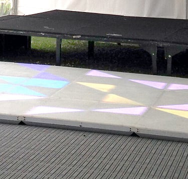 Raised platform floor inside marquee &ndash; stage and flooring rental Auckland
