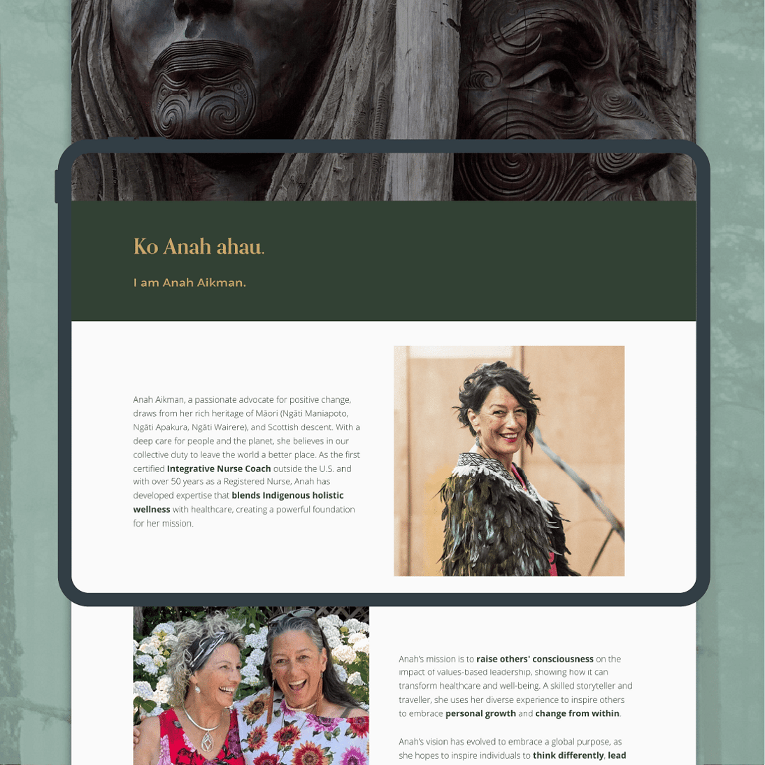 Anah Aikman new website displayed on mobile showing personal brand photography and updated design &mdash; website design by Scooch Marketing