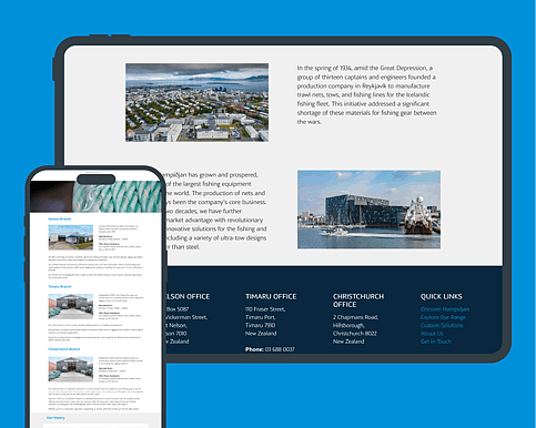 Hampidjan NZ website redesign and logo design by Scooch Marketing Canterbury