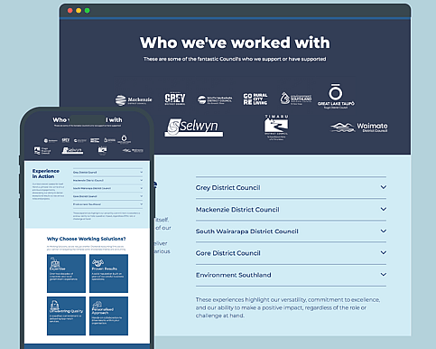 Working Solutions website design and copywriting project by Scooch Marketing Timaru