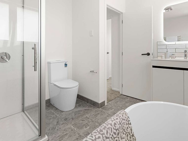 Image of a residential home renovation. Newly renovated bathroom by Auckland builders, Eden Construction. New Zealand.