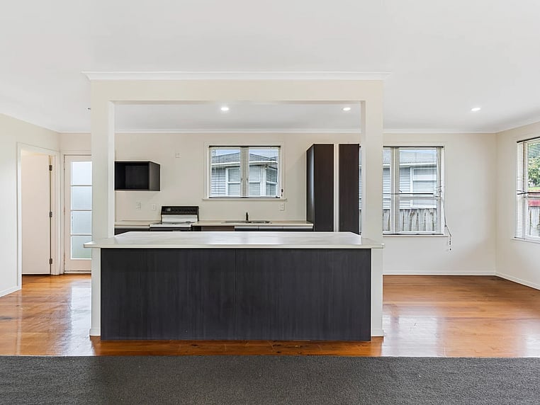 Image of a residential home renovation. Photo of interior and living space before renovation.