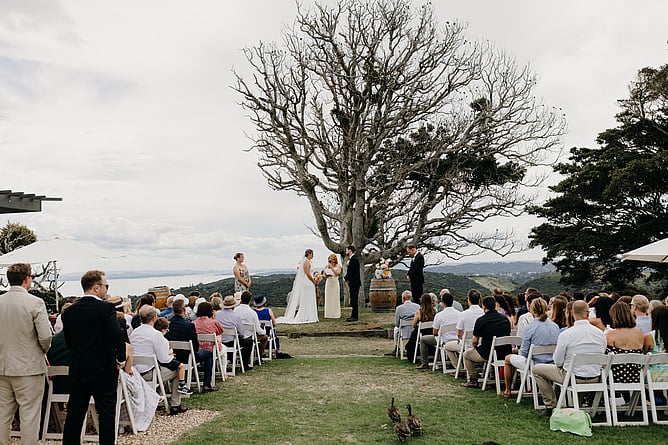 Outdoor wedding ceremony Waiheke Island