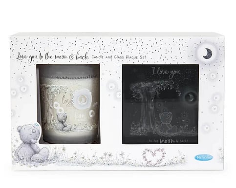 Moon and Back candle and glass plaque gift set