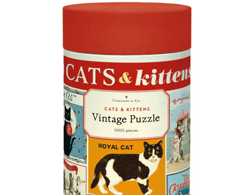 Cavallini & Co Cats & Kittens 1000 piece vintage jigsaw puzzle featuring whimsical cat illustrations – Flowers by Joanne Orewa