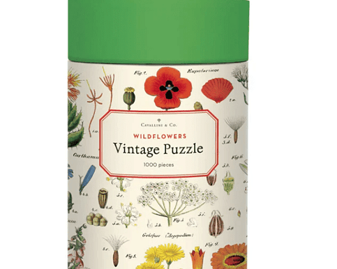 Cavallini & Co Wildflowers 1000 piece vintage jigsaw puzzle showing wildflower artwork – Flowers by Joanne Orewa