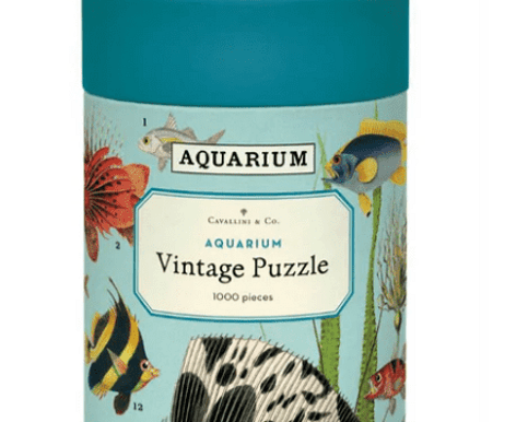 Cavallini & Co Aquarium 1000 piece vintage jigsaw puzzle featuring underwater aquatic illustrations – Flowers by Joanne Orewa