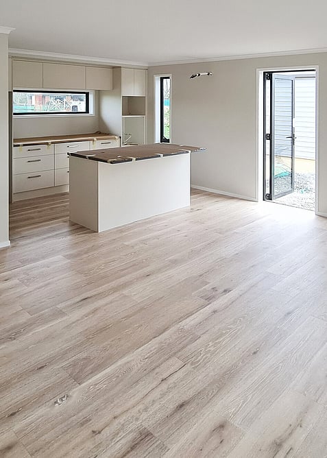 Light CorkWood flooring in a newly built home.