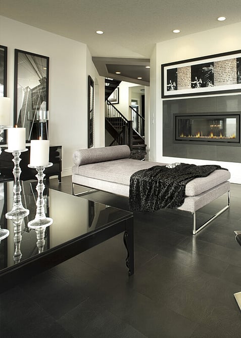 A dark leather textured floor in a modern home.