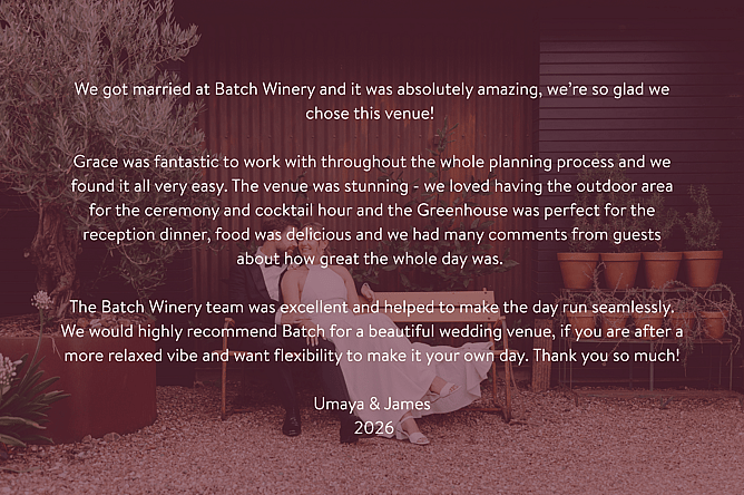 Waiheke Island Wedding at Batch Winery