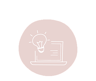 Computer and lightbulb icon to start Marketing and Comms text for Belle PR