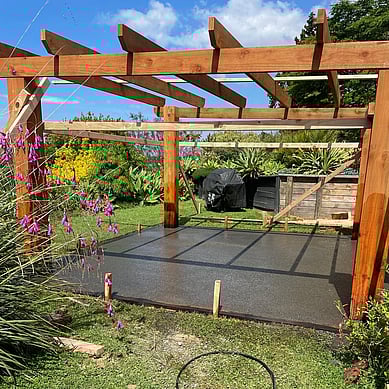 outdoor garden pergola on a concrete slab