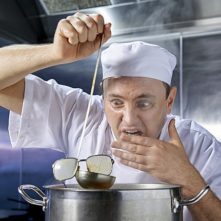 Craig Brown Photographer's image of chef cooking up glasses for a glasses advert