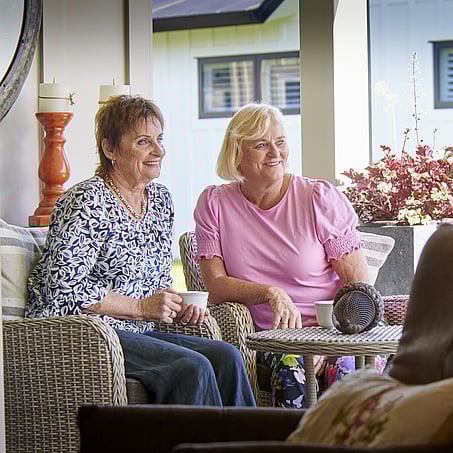 Craig Brown Photographer's image of two ladies having coffee on deck at home