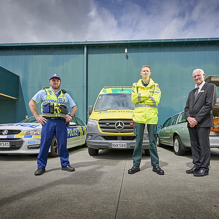 Craig Brown Photographer's image of a policeman, ambulance officer and funeral director