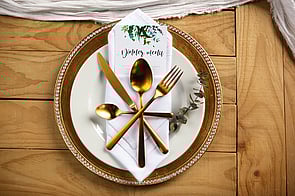 Gold cutlery | Tailormade Affair | Wellington and Kapiti | Wedding Planners and Stylists in Wellington