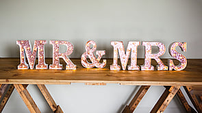 MR & MRS letter lights | Tailormade Affair | Wellington and Kapiti | Wedding Planners and Stylists in Wellington
