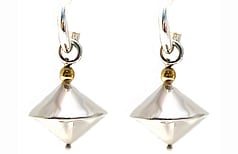 Sterling silver & 18ct yellow gold earrings, conical, Marc Bendall, Jewellers, Christchurch