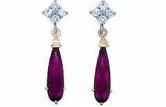 Diamond Platinum coloured stone drop earrings, Marc Bendall, Jewellers, Christchurch,