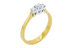 Three stone diamond ring set in 18ct yellow gold