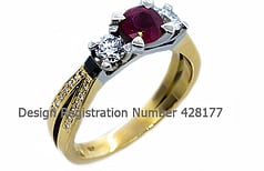 Three stone diamond ruby rings, Marc Bendall, Christchurch, NZ