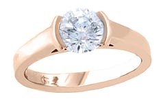 Round brilliant diamond set in 18ct Rose gold, Marc Bendall Christchurch engagement rings