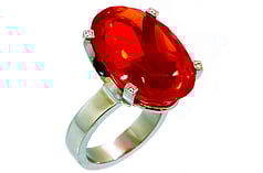 Mexican Fire Opal 18.5 carat set in Platinum - diamonds as accents