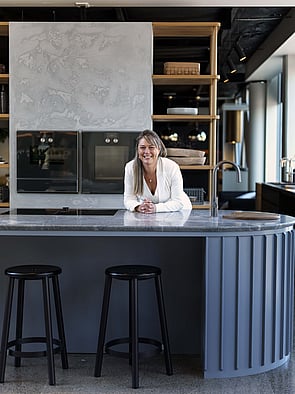Natalie in Parnell display kitchen - photo by John Williams
