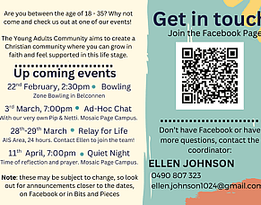 Young Adults: Feb - Apr Events 2026