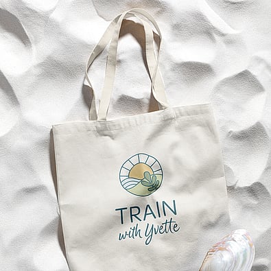  Image of Train With Yvette logo on tote bag. Designed by Creative Box. Waikato, New Zealand. 