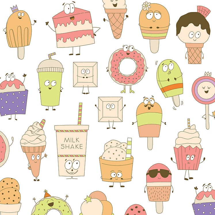 Digital illustration of summer treats. By New Zealand illustrator Kelly Boxell, Creative Box