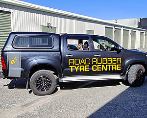 vehicle graphics on right side of Road Rubber Tyre Centre vehicle