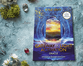 Gateway of Light Activation Oracle Deck on a moss and gem background