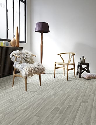 Vinyl flooring with chair and lamp