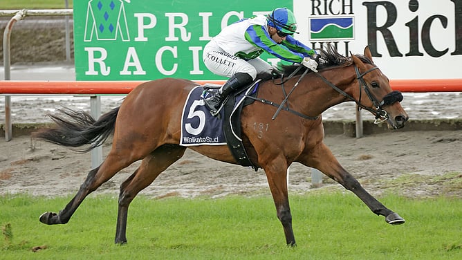 Justin Case winning the Gr.3 Fairview Matamata Slipper (1200m). -  Photo: Kenton Wright (Race Images)