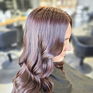 A dark rich brunette hair colour by Hair by Shiyee.