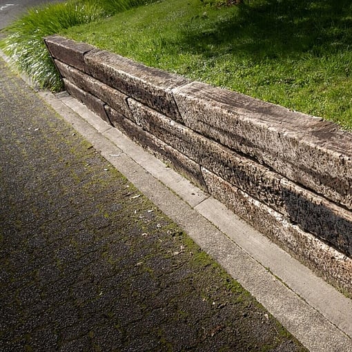 Railway sleepers for retaining wall in Rotorua